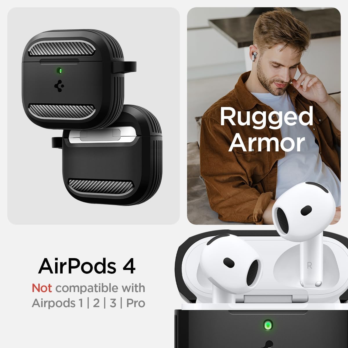 Spigen Rugged Armor Coque Compatible avec AirPods 4