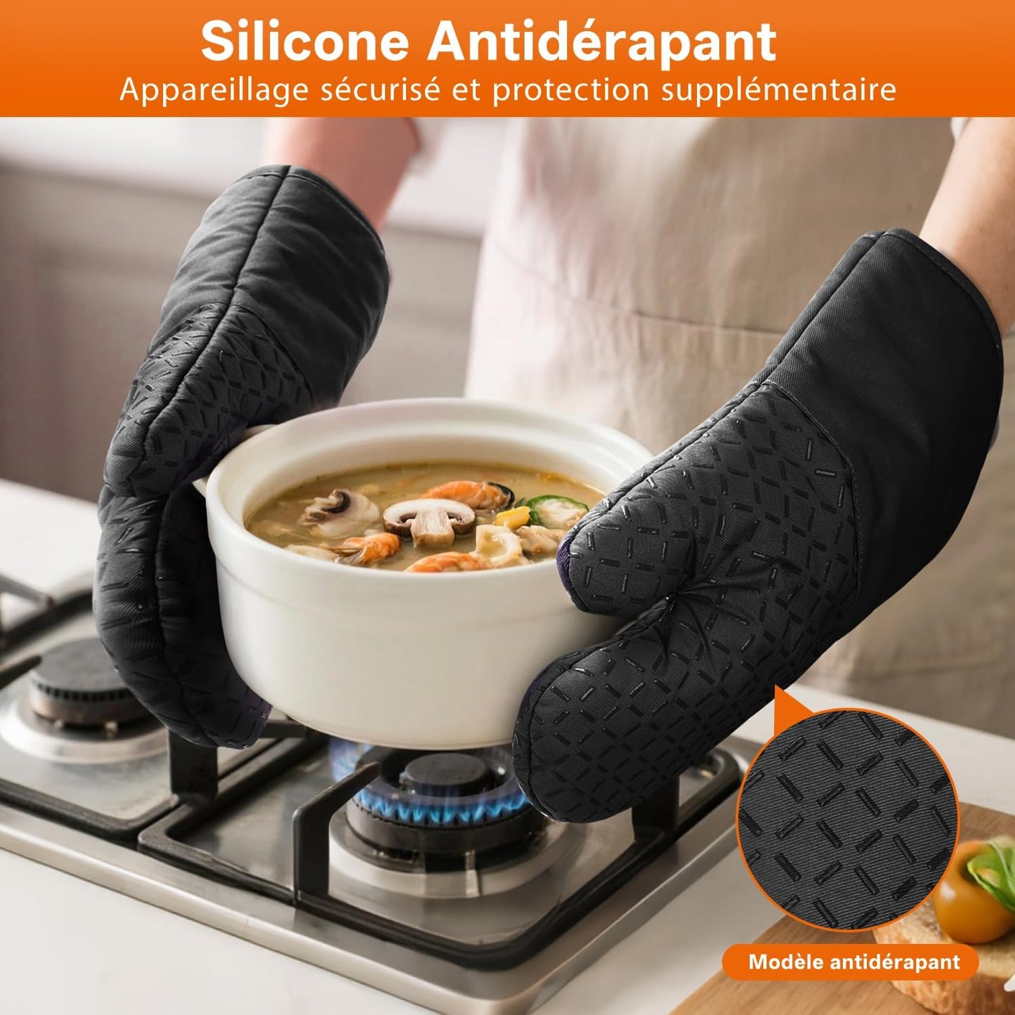 Lot de 4 Gant Four Maniques Cuisine