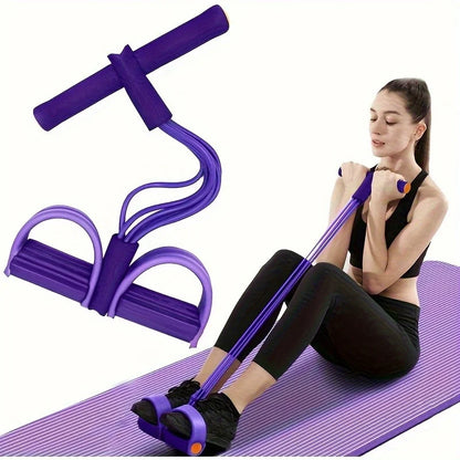 6-Pipe Elastic Yoga Resistance Band - Purple PVC Exercise Bands for Core, Arms & Legs Workouts, Home Gym Fitness Equipment