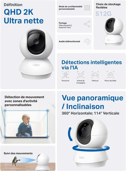 Tapo C210 2 Pack Caméra WiFi Intérieure 2K QHD 3MP