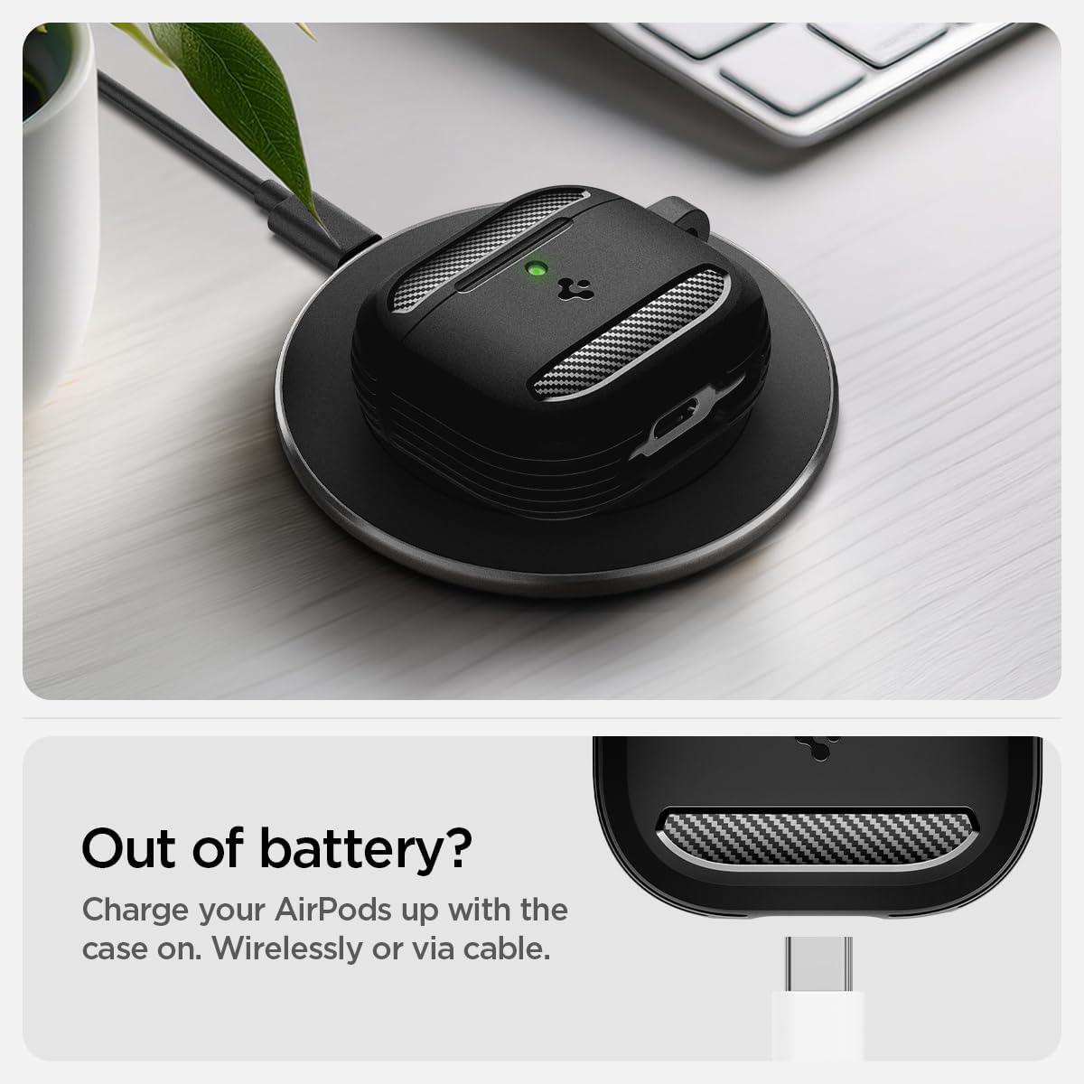 Spigen Rugged Armor Coque Compatible avec AirPods 4