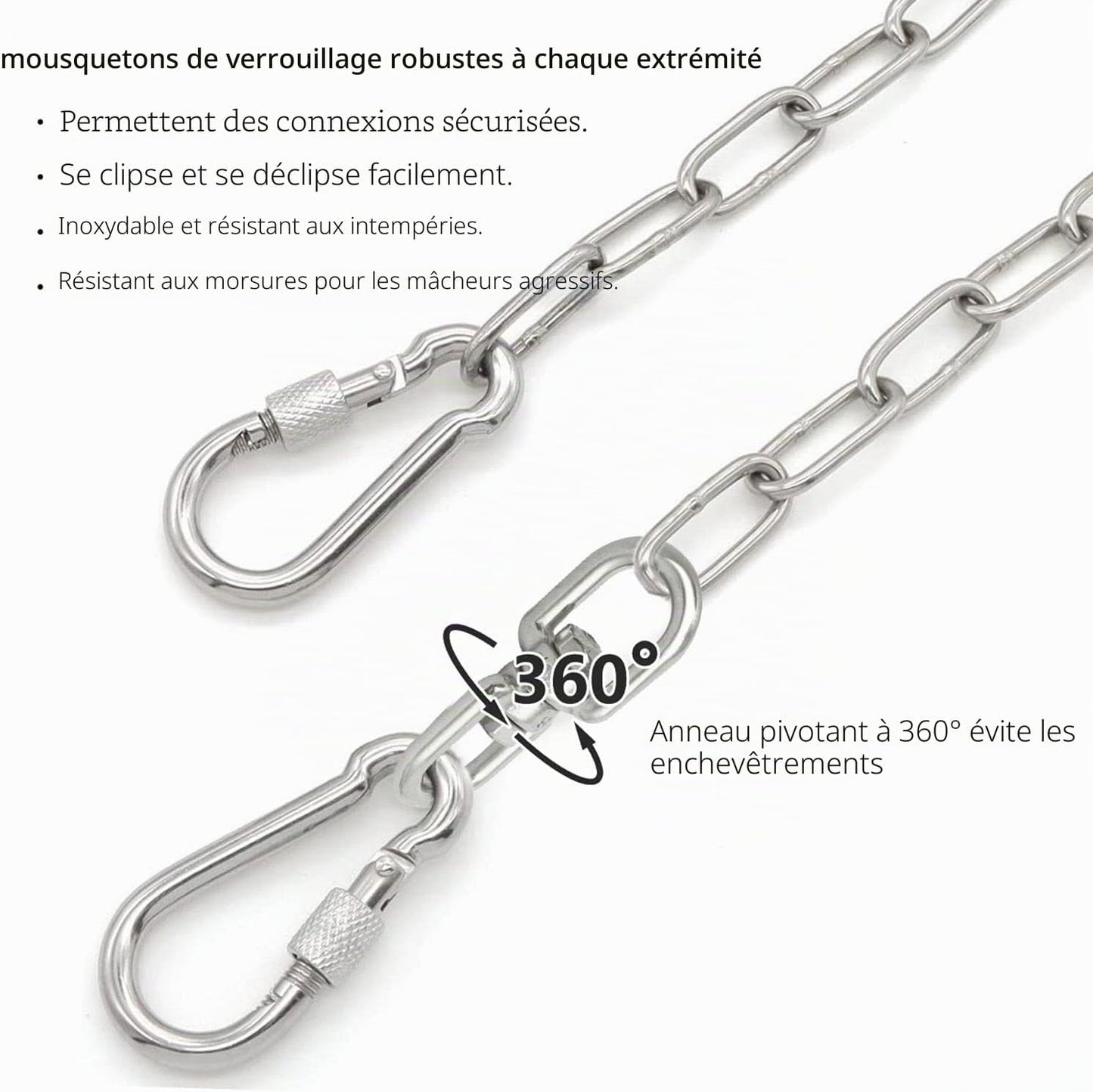 Chaîne pour Chien de 7,6 m pour l'extérieur
