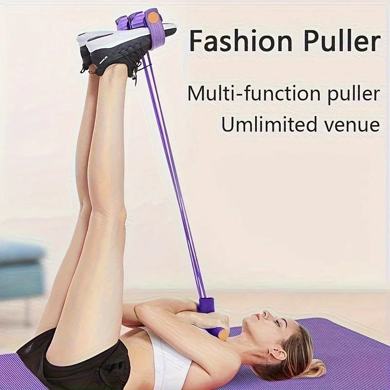 6-Pipe Elastic Yoga Resistance Band - Purple PVC Exercise Bands for Core, Arms & Legs Workouts, Home Gym Fitness Equipment