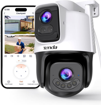Tenda CH9 Caméra Surveillance WiFi Extérieure Double Objectif 2K