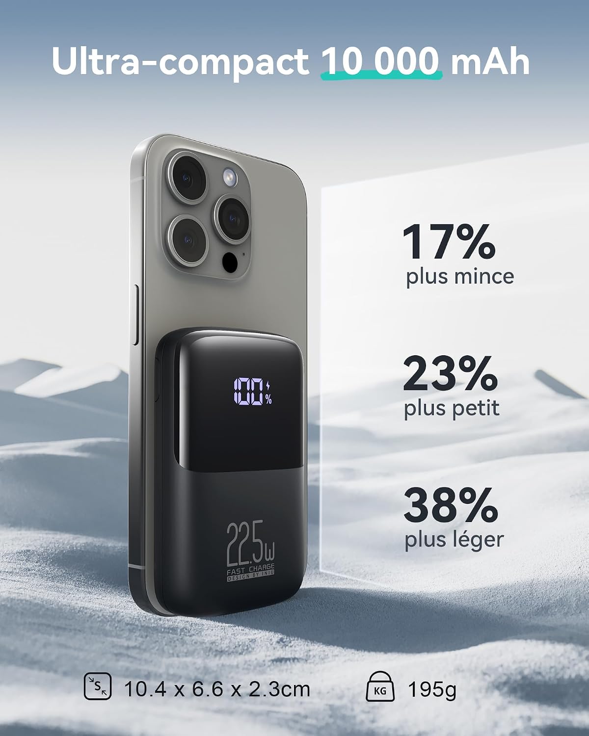 INIU Batterie Externe, Mini 10000mAh 22.5 W Power Bank Charge Rapide