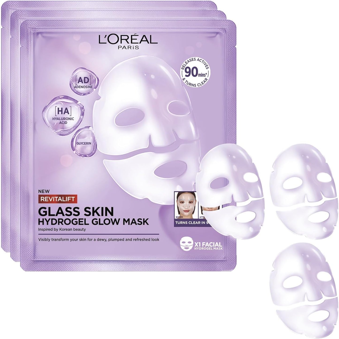 Masque Visage Hydrogel Éclat, Hydratation Intense