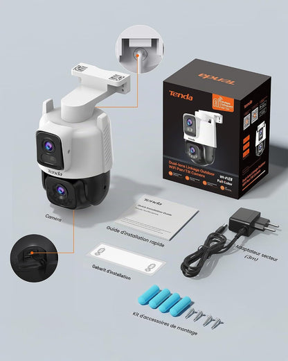 Tenda CH9 Caméra Surveillance WiFi Extérieure Double Objectif 2K