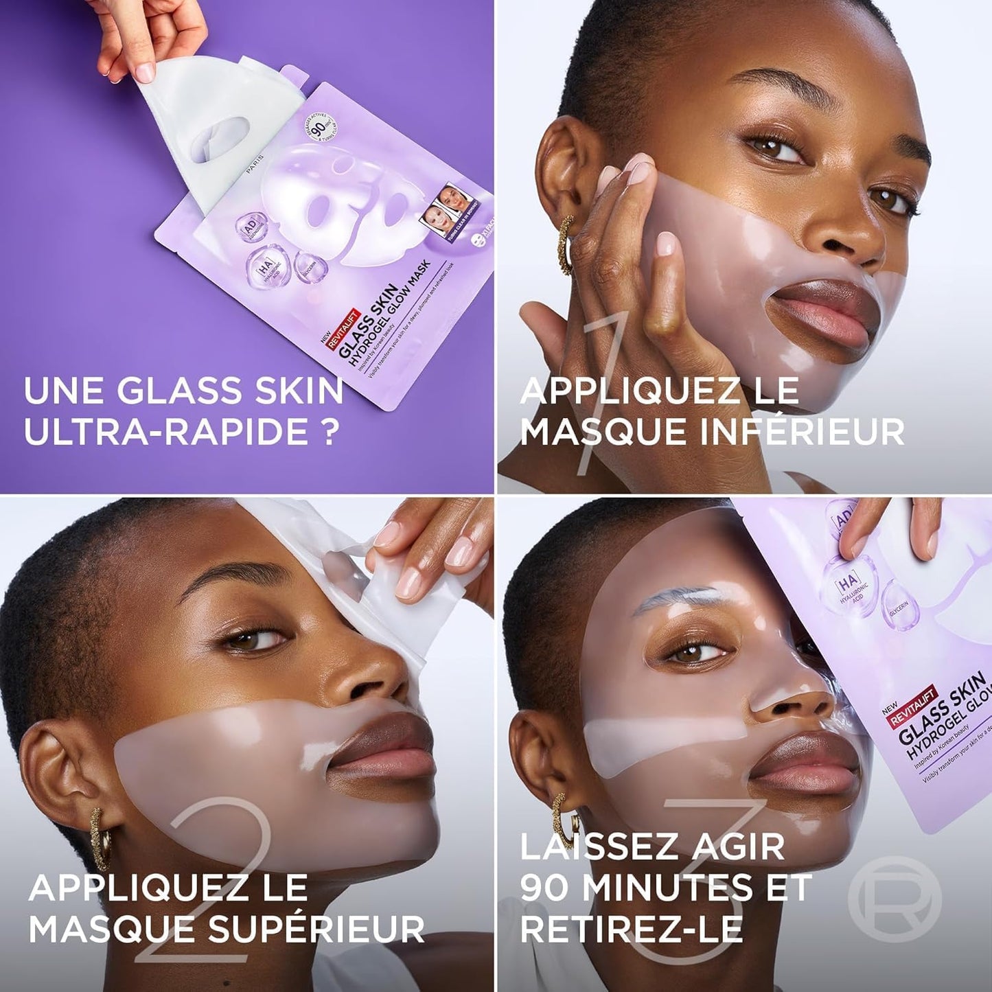 Masque Visage Hydrogel Éclat, Hydratation Intense