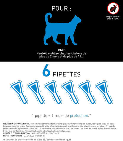 FRONTLINE Spot On Chat - Anti Puces, Tiques &amp; Poux