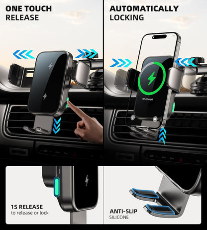 Chargeur sans Fil pour Voiture, Double Bobine 15W Charge Rapide