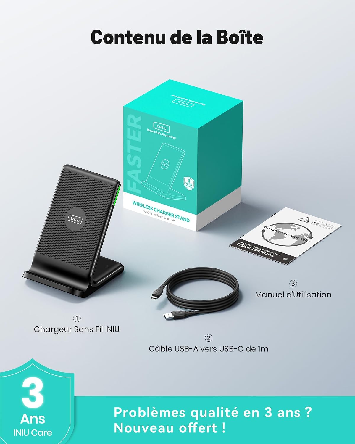 INIU Chargeur Induction 15W