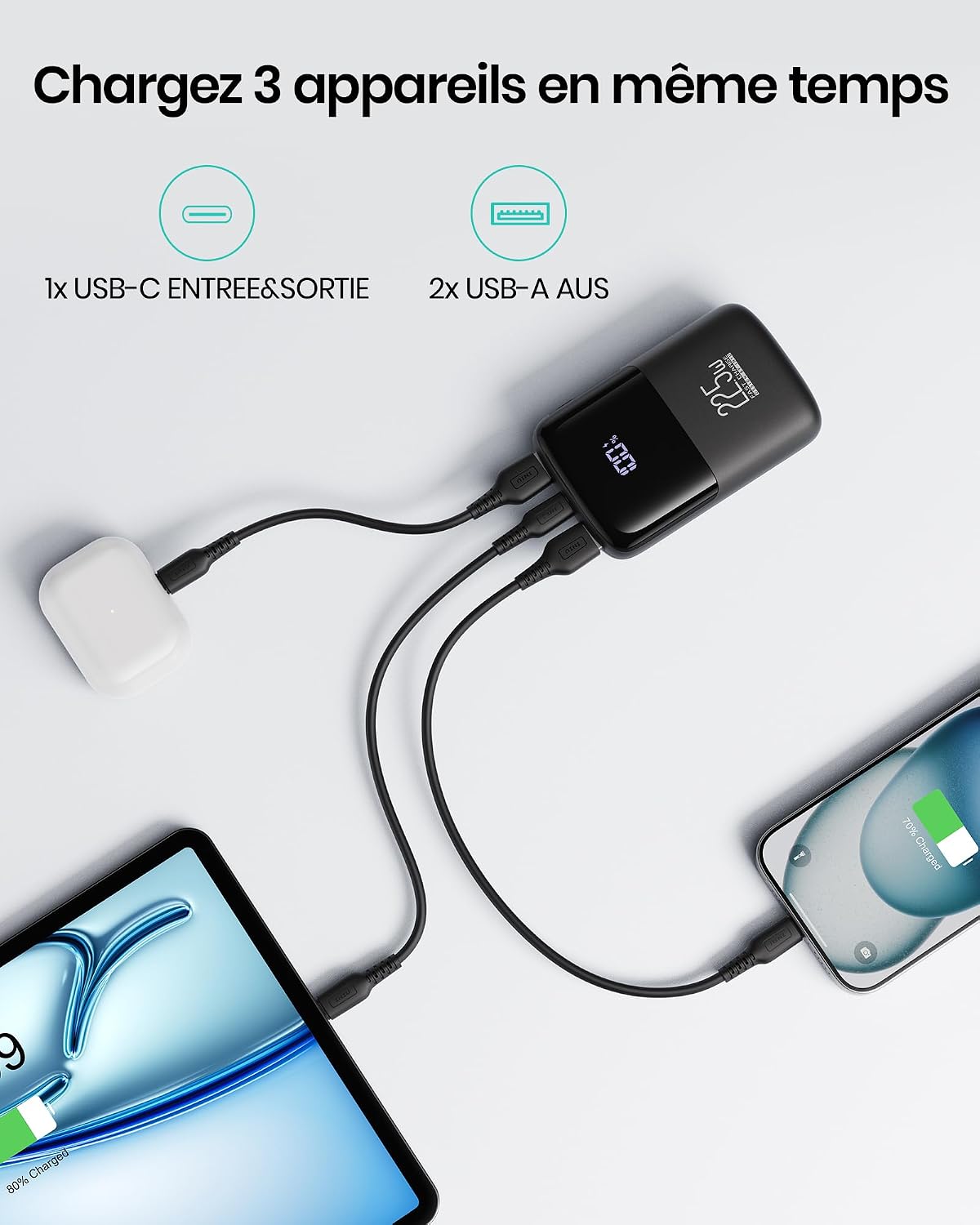 INIU Batterie Externe, Mini 10000mAh 22.5 W Power Bank Charge Rapide