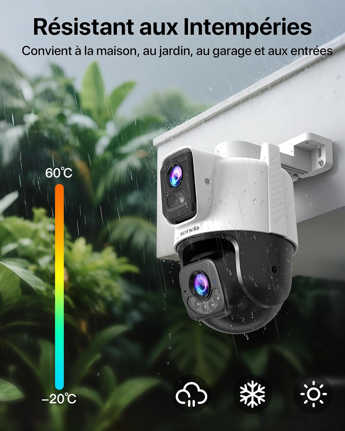 Tenda CH9 Caméra Surveillance WiFi Extérieure Double Objectif 2K
