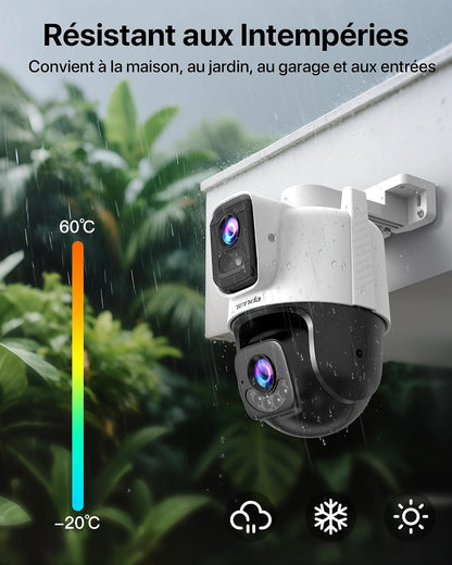 Tenda CH9 Caméra Surveillance WiFi Extérieure Double Objectif 2K