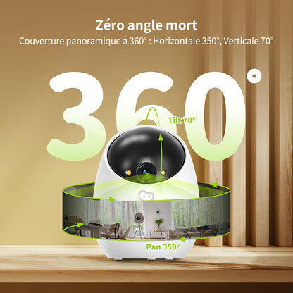 Beans View Caméra de Sécurité Intérieure 2K, 360°