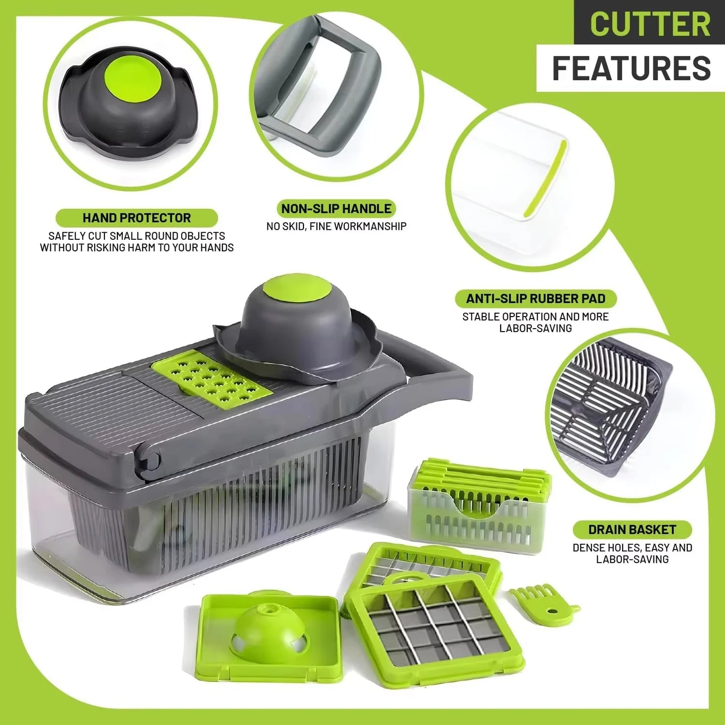 22 in 1 Multifunctional Vegetable Chopper Onion Grater Carrot Potato Shredder Fruit Slicer Garlic Chopper Kitchen Gadget Tool