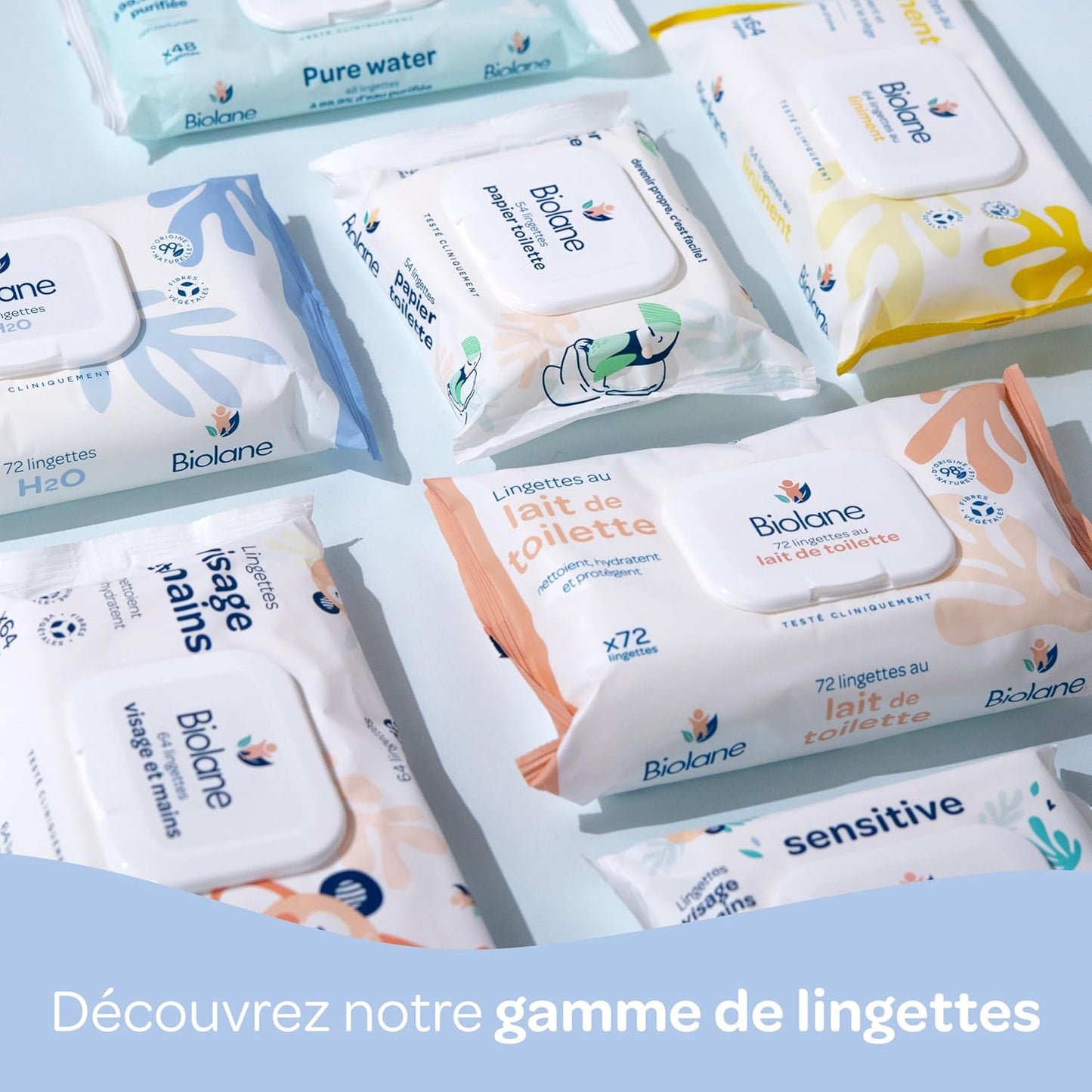 BIOLANE - Lingettes bébé à l'eau - 225 Lingettes - Lot de 3x75