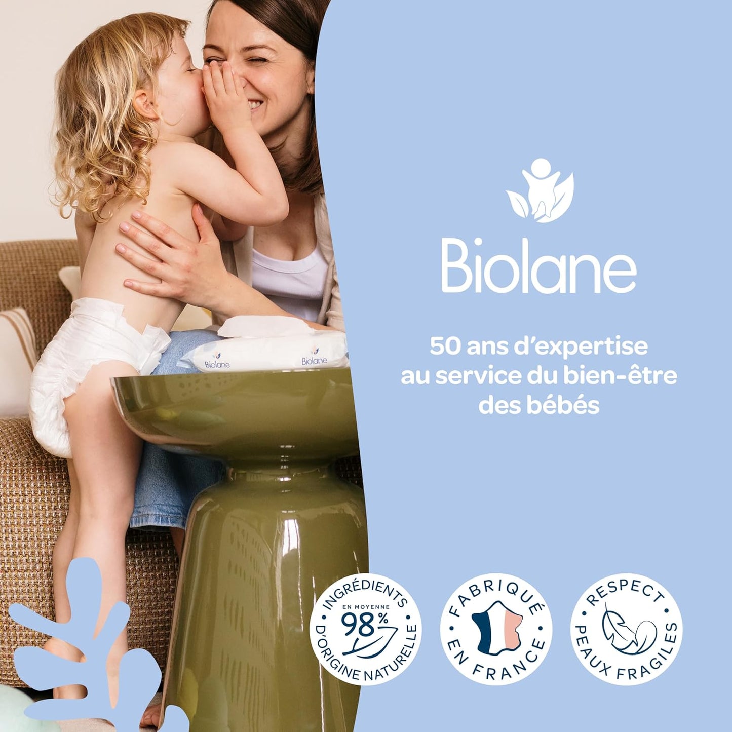 BIOLANE - Lingettes bébé à l'eau - 225 Lingettes - Lot de 3x75