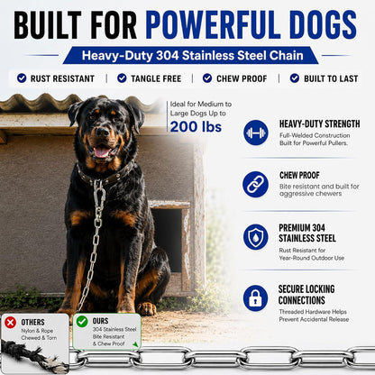 Chaîne pour Chien de 7,6 m pour l'extérieur