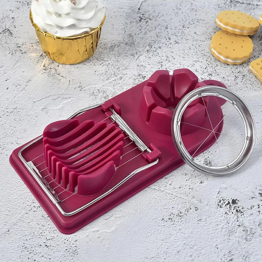 Multifunctional PP Base Egg Cutter 2-In-1 Stainless Steel Wire Pull Egg Cutter for Hanging High-Quality Kitchen Accessory Tools