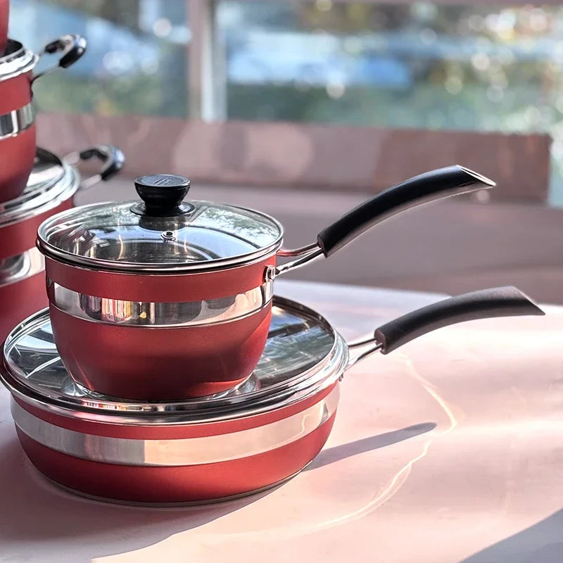 Wholesale Stainless Steel 12Pcs Cookware Set Polishing Thickened Double Bottom Stock Pots and Pans Juego De Ollas Casseroles