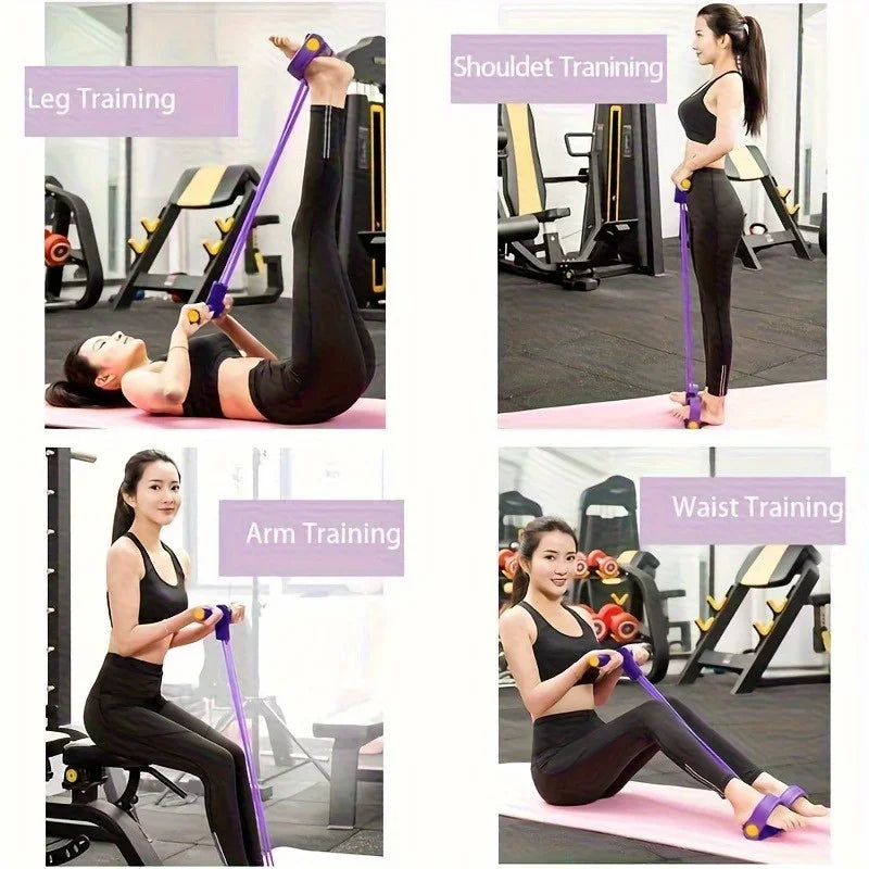 6-Pipe Elastic Yoga Resistance Band - Purple PVC Exercise Bands for Core, Arms & Legs Workouts, Home Gym Fitness Equipment
