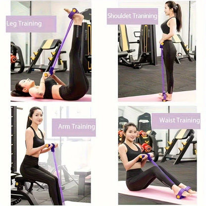 6-Pipe Elastic Yoga Resistance Band - Purple PVC Exercise Bands for Core, Arms & Legs Workouts, Home Gym Fitness Equipment