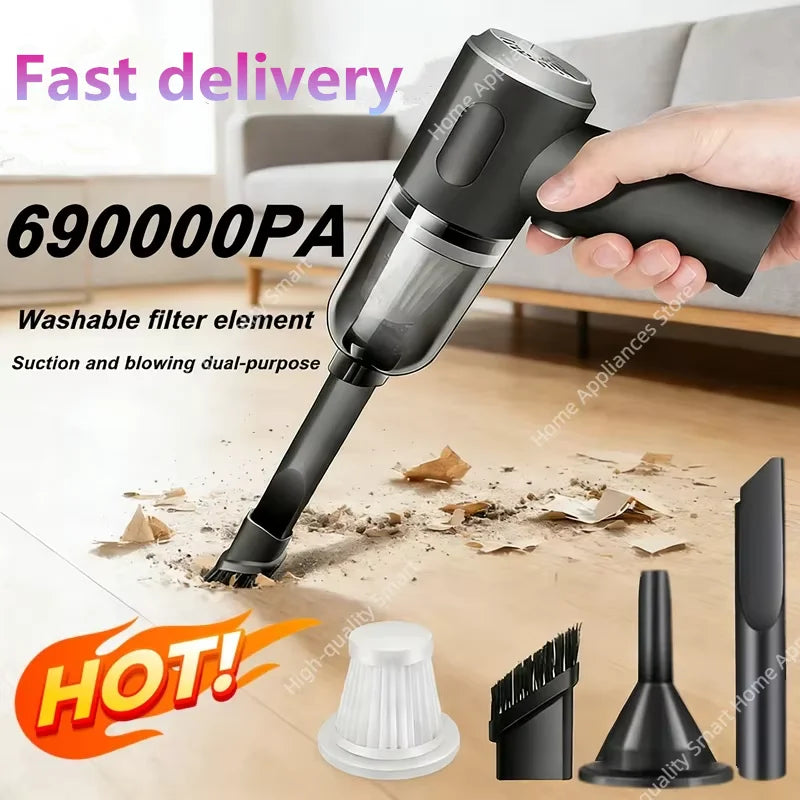 690000Pa Wireless Car Vacuum 2 Hours Quick Charge Wet Dry Dual-Use Cleaner Cordless Handheld High-Power Vacuum Cleaner 2026