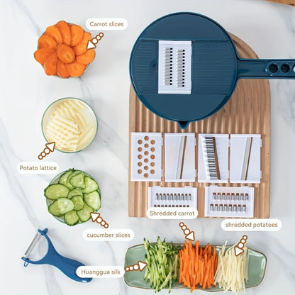 9-In-1 Multifunctional Vegetable Chopper, Carrot and Potato Manual Shredding and Slicing Machine, Radish Chopper, Kitchen Tool