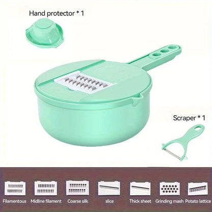 9-In-1 Multifunctional Vegetable Chopper, Carrot and Potato Manual Shredding and Slicing Machine, Radish Chopper, Kitchen Tool